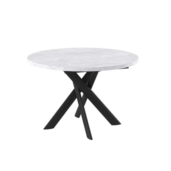 Стол RONALDO-120, круглый раздвижной 120(160), СЕРЫЙ СЛАНЕЦ/ЧЕРНЫЙ